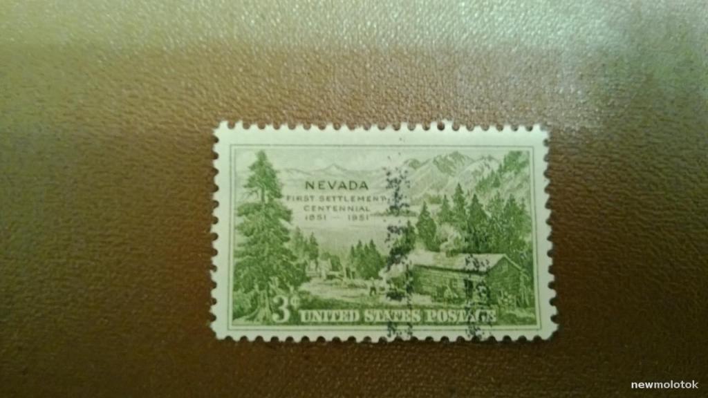 Марка США, 1951, Первые переселенцы в Неваду