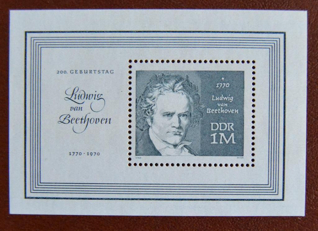 ГДР 1970 год. 200 лет рождения композитора Людвига ван Бетховена Блок MNH