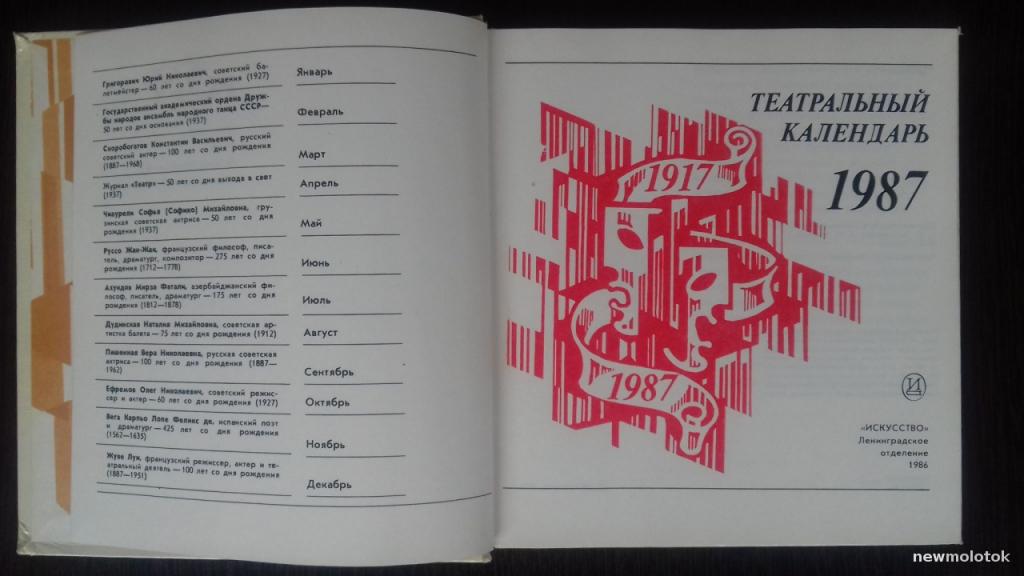 КНИГА  ТЕАТРАЛЬНЫЙ КАЛЕНДАРЬ 1987 ГОД