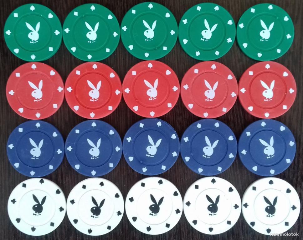 ФИШКИ ДЛЯ ПОКЕРА ПЛЭЙБОЙ PLAYBOY ЦВЕТНЫЕ 20 ШТУК