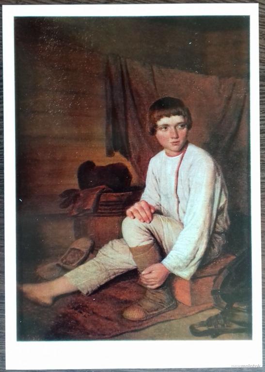 ОТКРЫТКА КАРТОЧКА КОЛЛЕКЦИОННАЯ КРЕСТЬЯНСКИЙ МАЛЬЧИК ХУДОЖНИК ВЕНЕЦИАНОВ СССР 1980 ГОД ОТЛИЧНОЕ