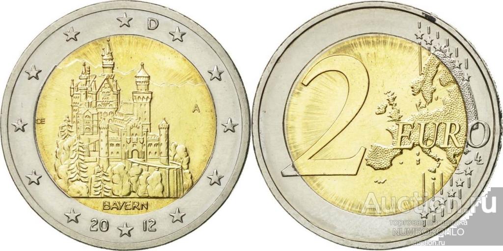 Германия 2 евро, 2012 Замок Нойшванштайн, Бавария UNC