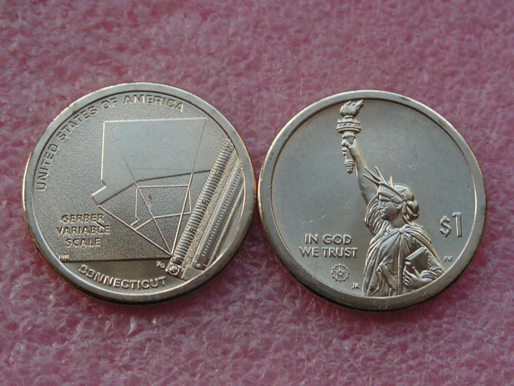 США 1 доллар 2020 инновации 6 переменная шкала Гербера D unc / Коннектикут