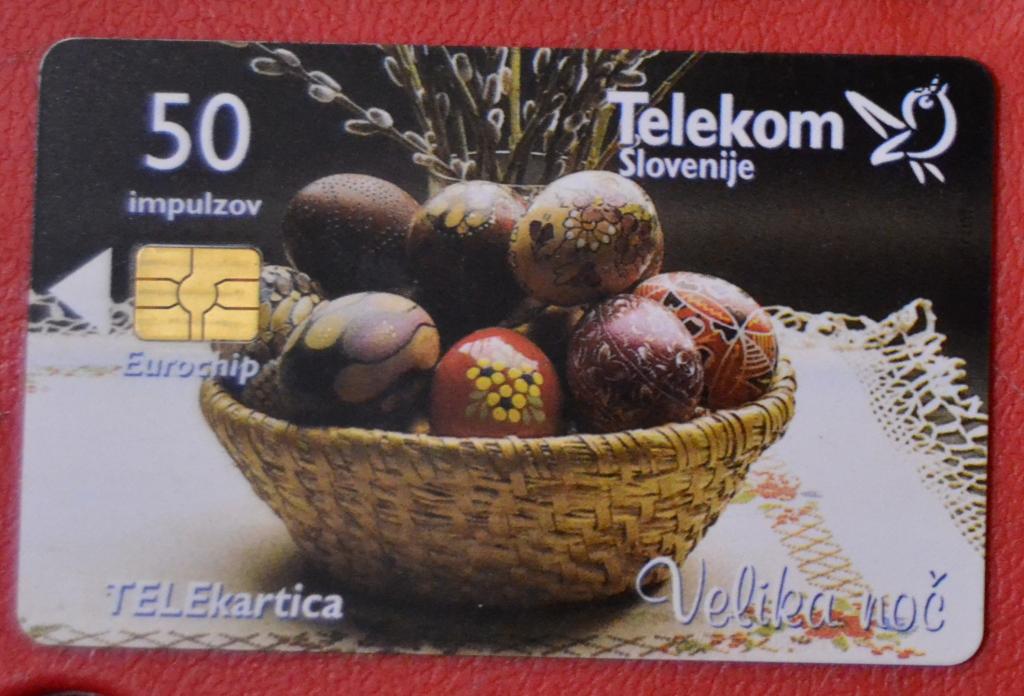 Телефонная карта Словения - Пасха - Пасхальные яйца  50 ед Чип  - 45