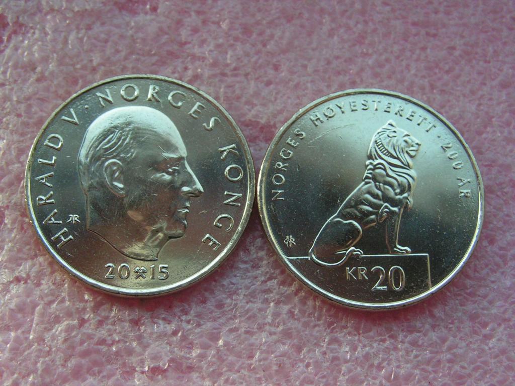 Норвегия 20 крон 2015 Верховный суд unc