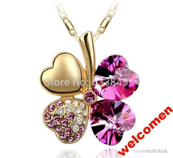 ОЖЕРЕЛЬЕ Red Pink Four-leaf Clover Charm Necklace