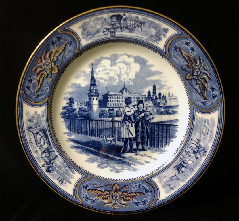 АНТИКВАРНАЯ ТАРЕЛКА МОСКОВСКИЙ КРЕМЛЬ WEDGWOOD АНГЛИЯ 19в.