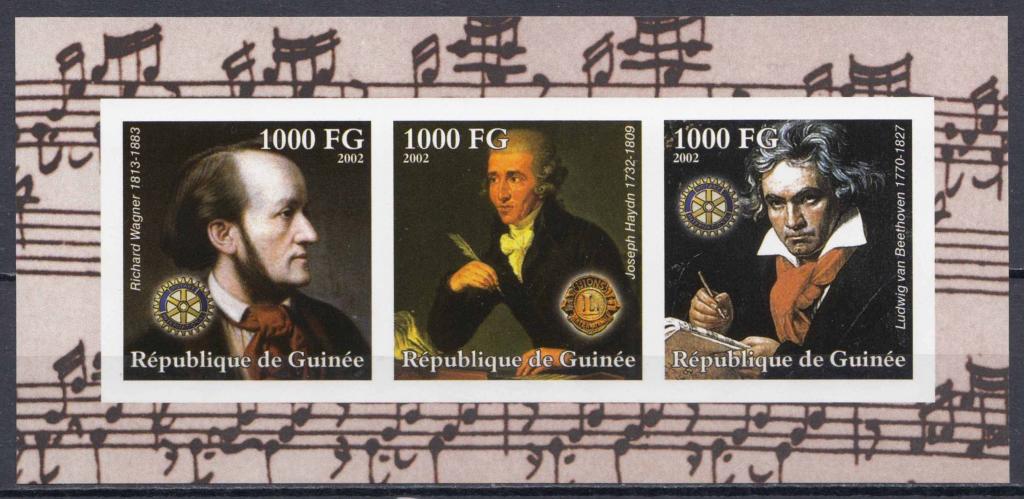 Гвинея, 2002, Музыка, Вагнер, Гайдн, Бетховен, блок, б/з