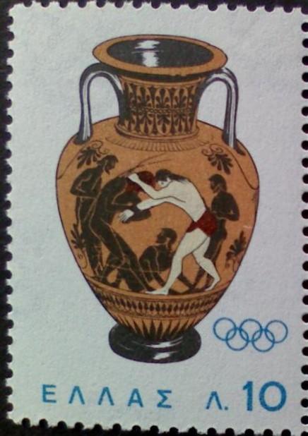 Греция 1964 г.,  Археология. Амфора . Олимпиада в Токио , ** Mi 863 чистая ЧБН