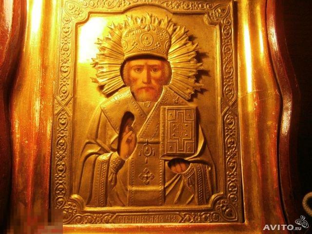 Икона старинная "Николай Чудотворец" 19 век 