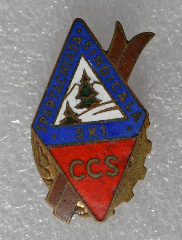 Знак Румыния Спартакиада по Лыжам  Центральный совет профсоюзов тяжелый эмаль