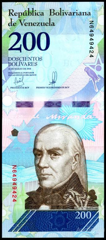 Венесуэла 200 боливар 2018  пресс № 107b