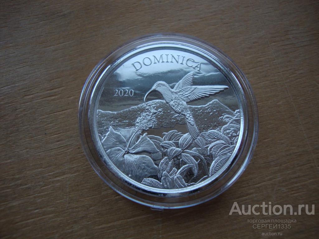 Доминика 2 доллара 2020 Рубиновый колибри птица Восточные Карибы СЕРЕБРО