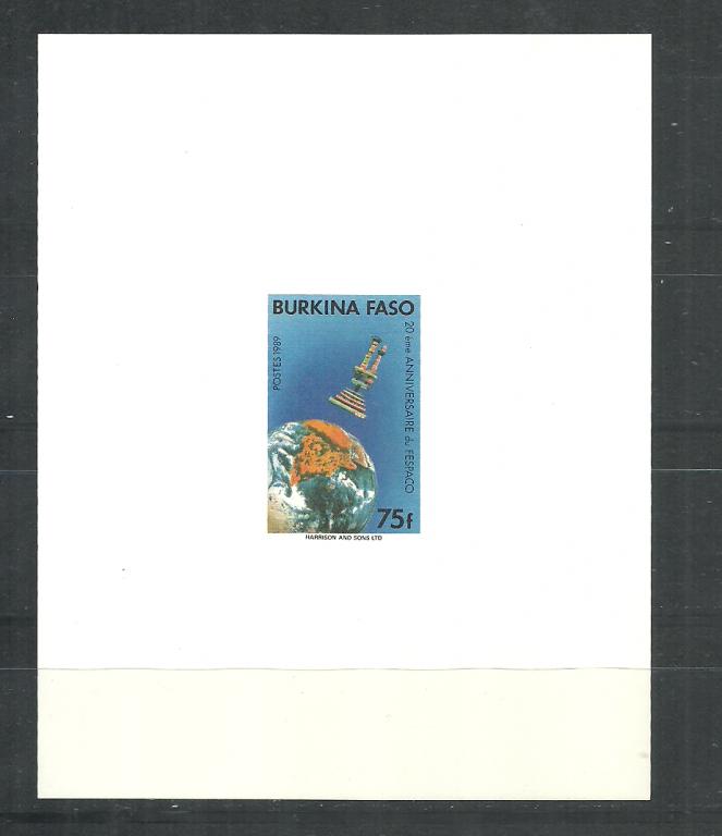 Буркина Фасо 1989 Космос, космические исследования, люкс-блок на картоне