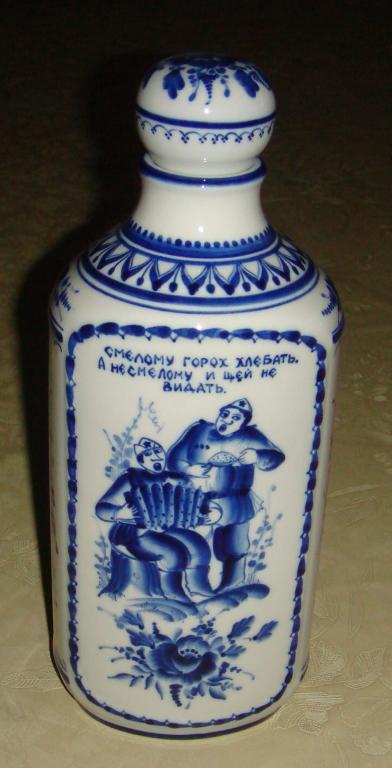 Штоф ВОИНСКИЙ Гжель HAND MADE in RUSSIA АВТОРСКИЙ Штучный!