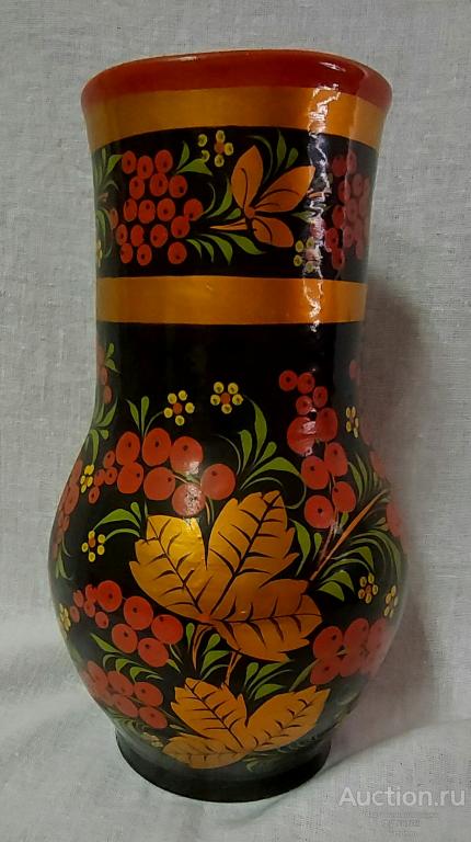 Ваза Керамика Хохлома Отличное состояние Кусок этикеткиСССР //