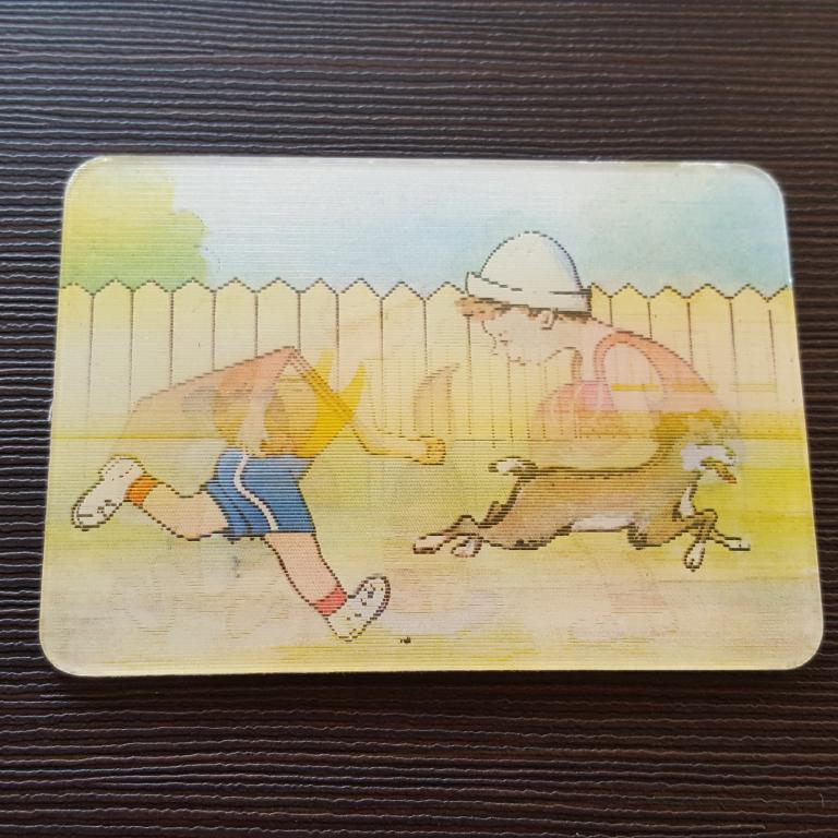 Календарик стерео 1989 мальчик собака 3D мультфильм объемный фильм мультик календарь