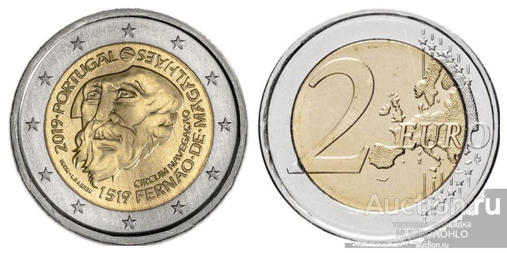 Португалия 2 евро, 2019 500 лет кругосветному плаванию Магеллана UNC