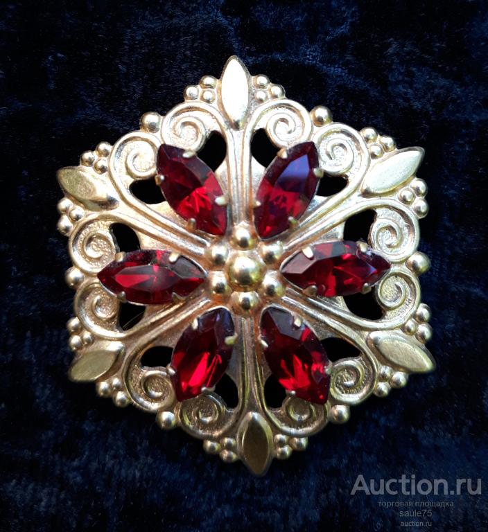 Брошь с камнями ЦВЕТОК СССР