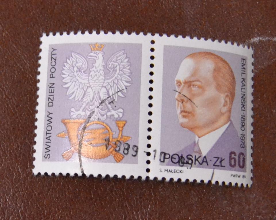 Польша 1989 год  Всемирный день почты Эмиль Калински- министр почт СТО