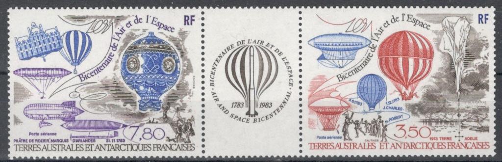 TAAF, 1984, № 192,193, € 6, MNH, авиа, полн., 200 лет авиации