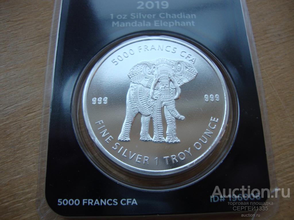 Чад 5000 франков 2019 Слон Мандала БУКЛЕТ APMEX СЕРЕБРО 3