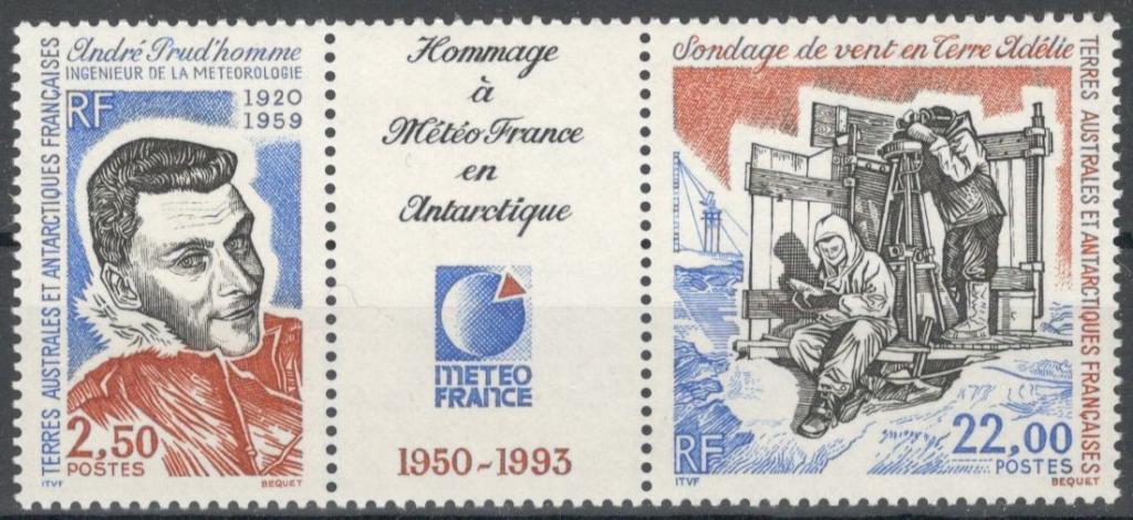 TAAF,1993, № 311,312, € 8 , MNH, полн., 43 года французской метеостанции в Антарктиде