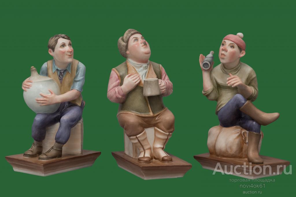 Авторский фарфор. Ропова. Самогонщики. Триптих