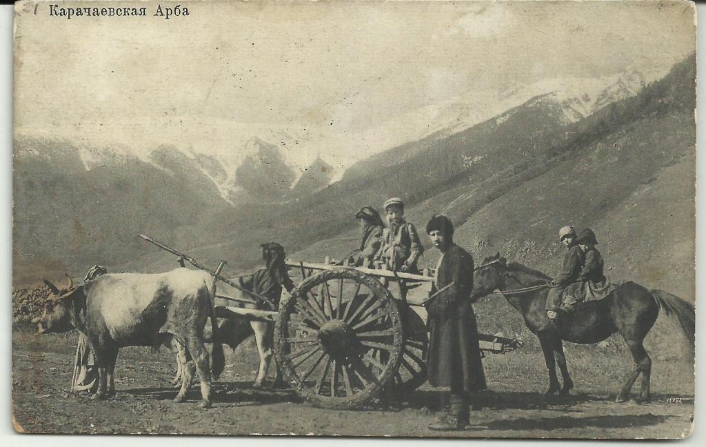 антикварная .КАРАЧАЕВСКАЯ АРБА!!!.КАРАЧАЕВЦЫ.ТИПЫ КАВКАЗА. почта. Перловка!!!.   РЕДКА