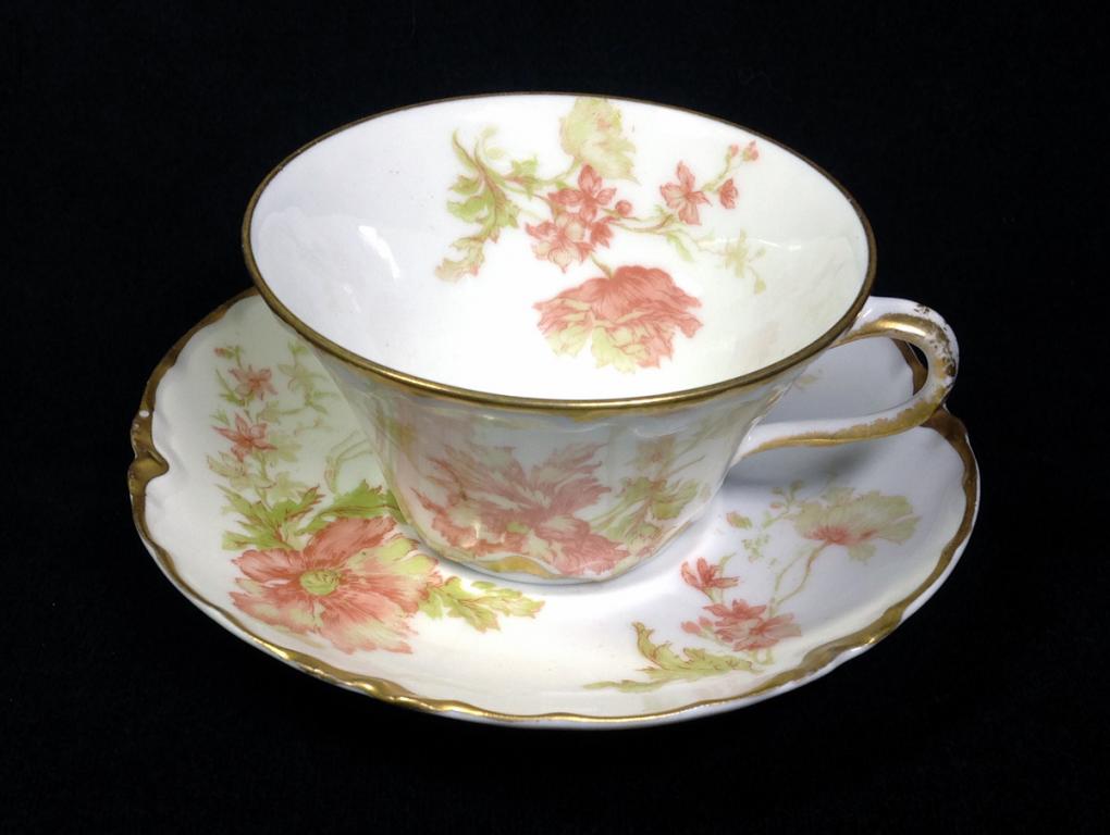 ЛИМОЖ ЧАЙНАЯ ПАРА АР-НУВО HAVILAND LIMOGES ФРАНЦИЯ 1890г. (1)