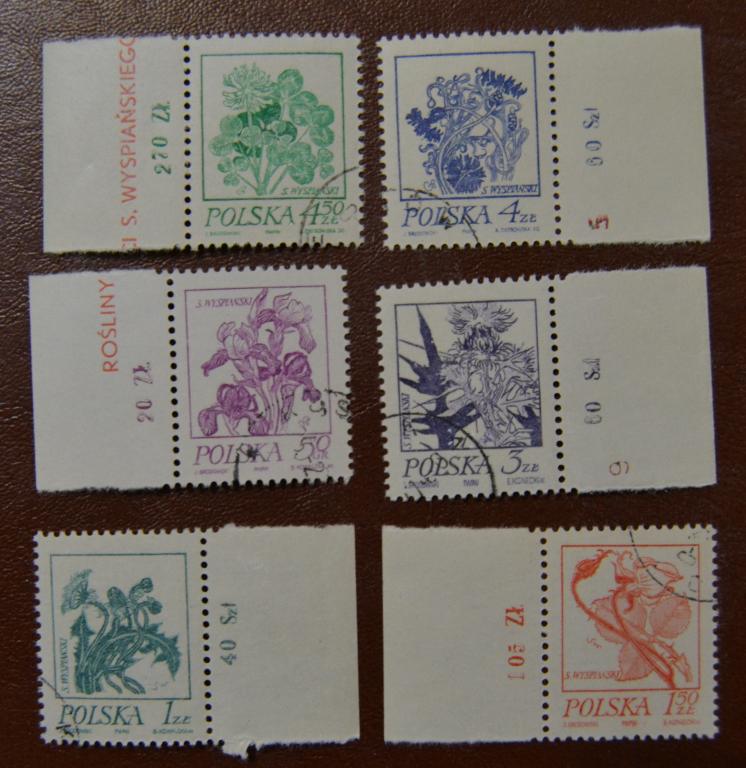 Польша 1974 г. Рисунки цветов. Флора художник Станислав Выспянский стандарт СТО