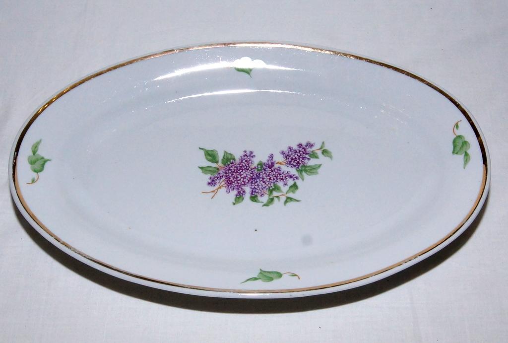 БЛЮДО овальное  "СИРЕНЬ"  Дулево 1966 г.   (К7/3)