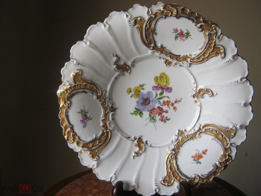 Блюдо с цветами. Роспись. Meissen, 1924 г.