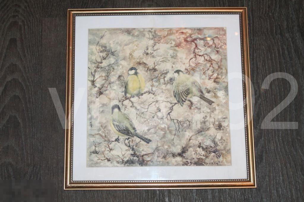 КАРТИНА. В ЗИМНЕМ ЛЕСУ. 1996 г.  ПАСПАРТУ. 