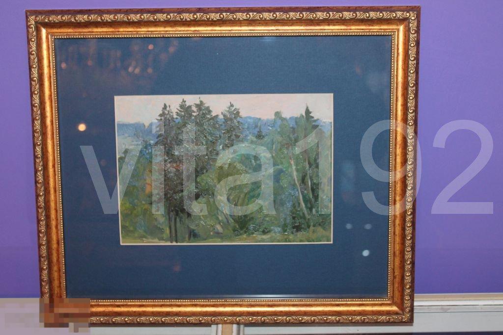 КАРТИНА. ПАСПАРТУ. СТЕКЛО. КАРТОН. МАСЛО. 