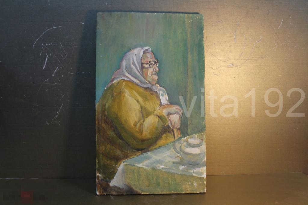 КАРТИНА. ХОЛСТ. МАСЛО. БАБУШКА. СССР. 