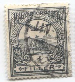 1913.Венгрия.Стандарт.Мифическая птица Турул и корона 1ф.гаш