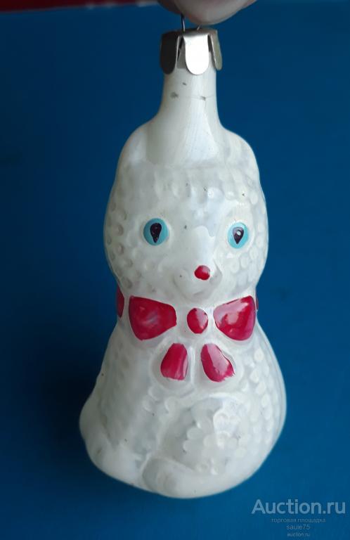 Старинная ёлочная игрушка КОТ с БАНТОМ кошка