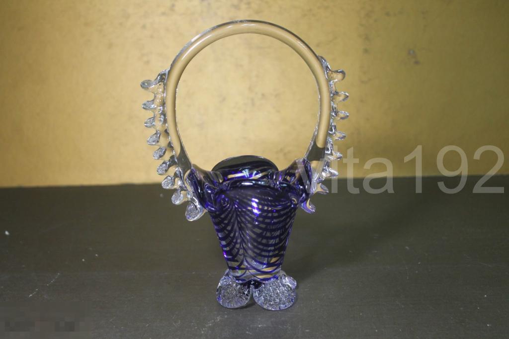 ВАЗОЧКА. ВАЗА. КОРЗИНОЧКА. СССР. ЦВЕТНОЕ СТЕКЛО. 