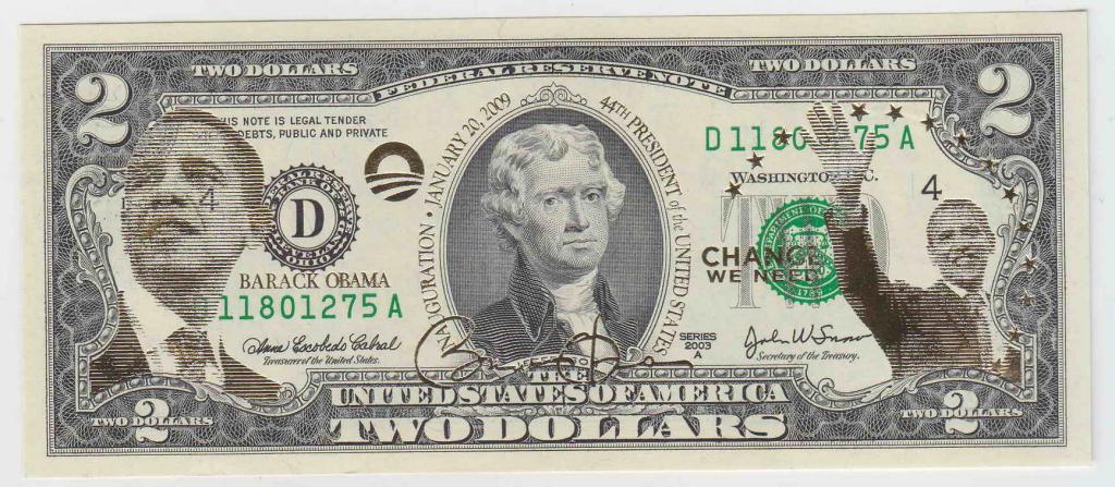 США 2 доллара 2009 (2003) Обама UNC