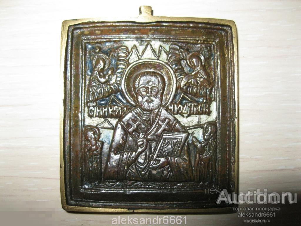 икона Николай чудотворец медная пластика 