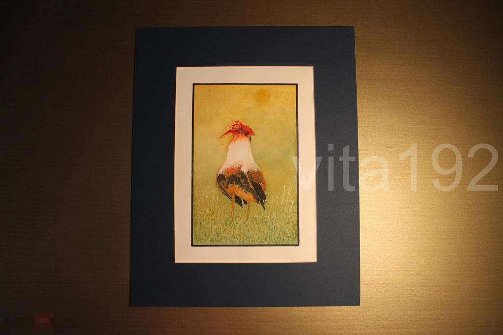 КАРТИНА. БУМАГА. АКВАРЕЛЬ. ПЕТУХ. ПОДПИСЬ АВТОРА. ПАСПАРТУ. 
