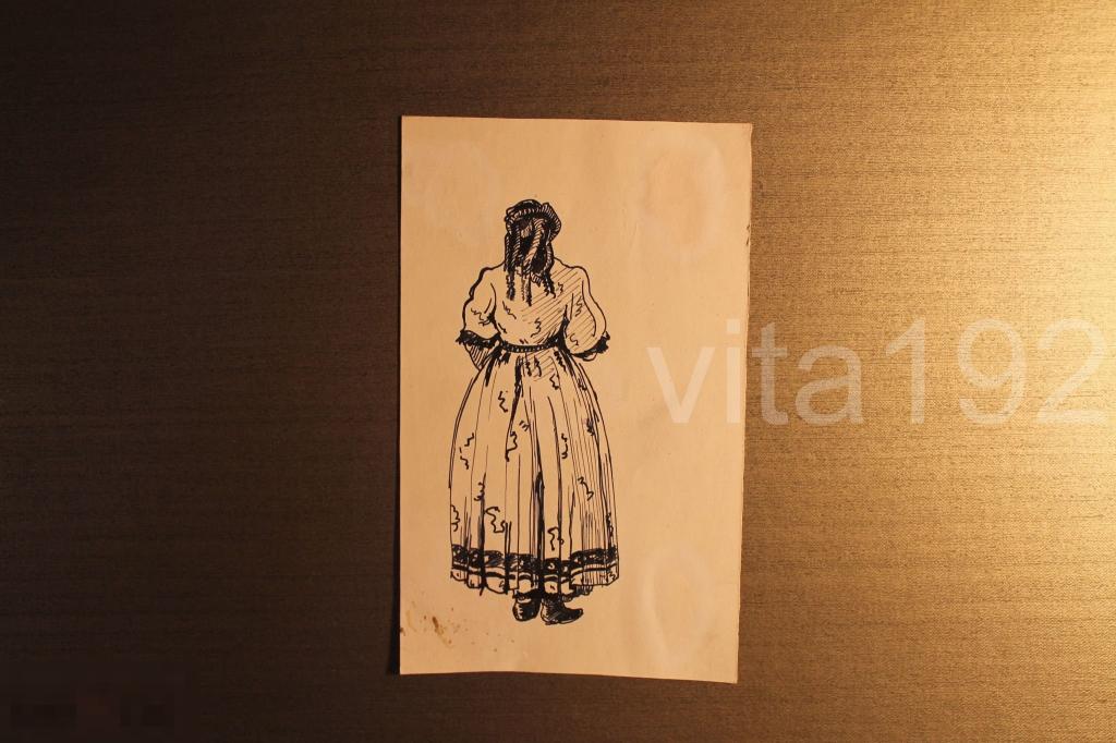 КАРТИНА. ПЕРО. БУМАГА. ЖЕНЩИНА. ПЛАТЬЕ. 