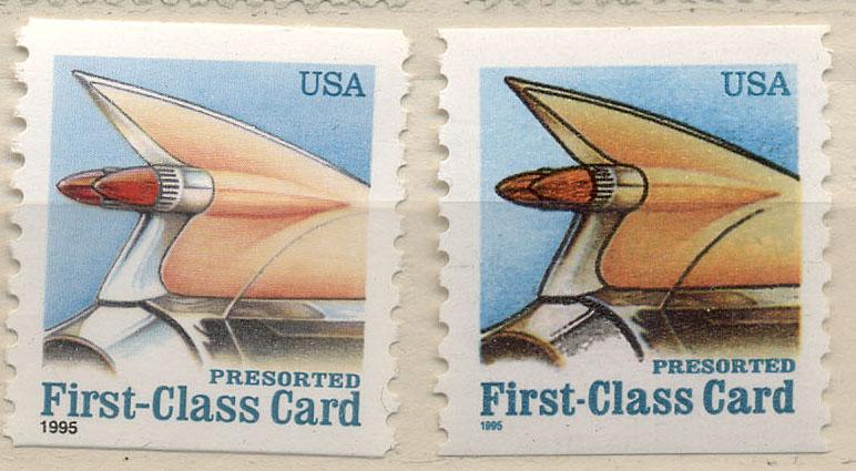 США 1995 г. стандарт заказная почта Первый класс два типа негашеная**