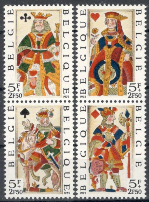 Бельгия, 1973, № 1746-1749 € 1,5, MNH, полн., пары, игральные карты (1)