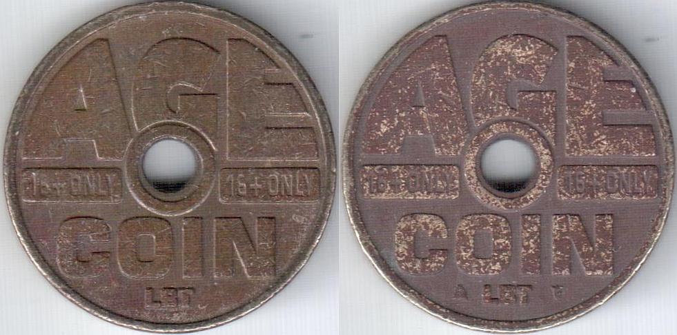 Бельгия Жетон для сигаретных автоматов Age coin LBT 20,45 мм.