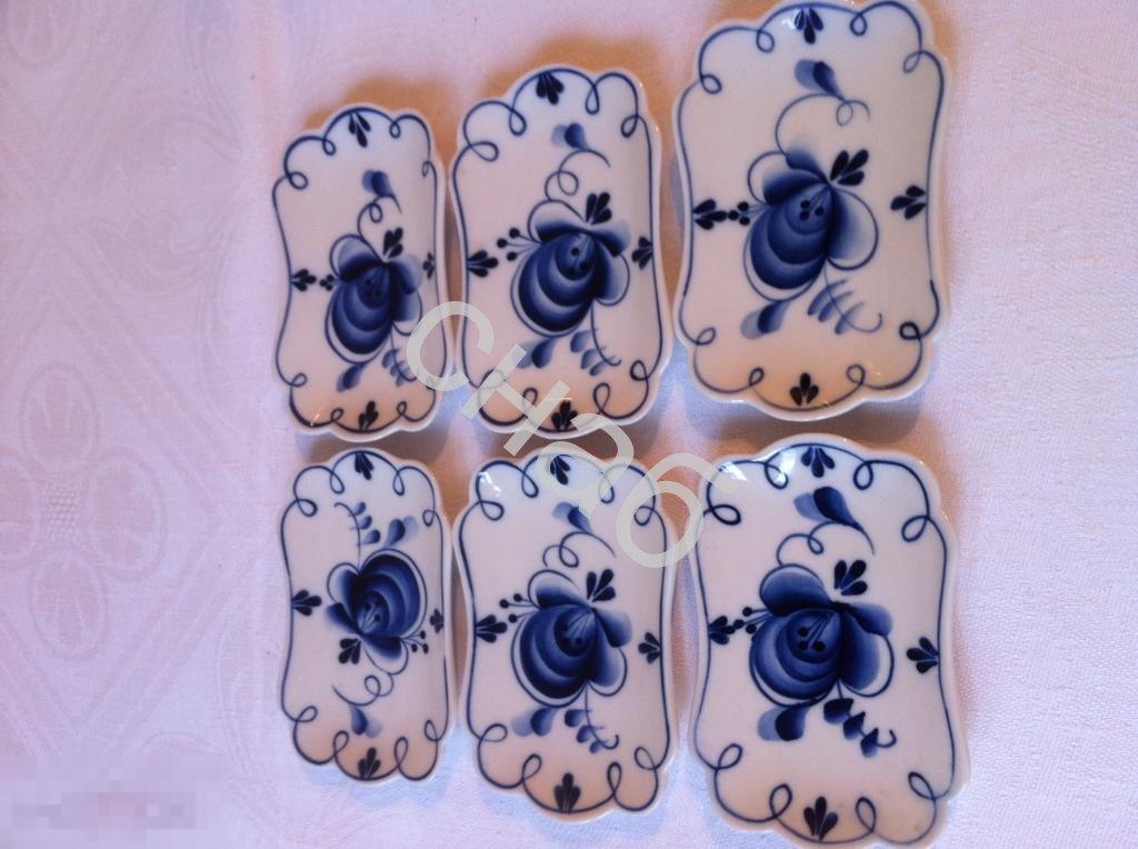 Гжель Тарелочки 6 штук Икорницы или для чайной церемонии НОВЫЕ 