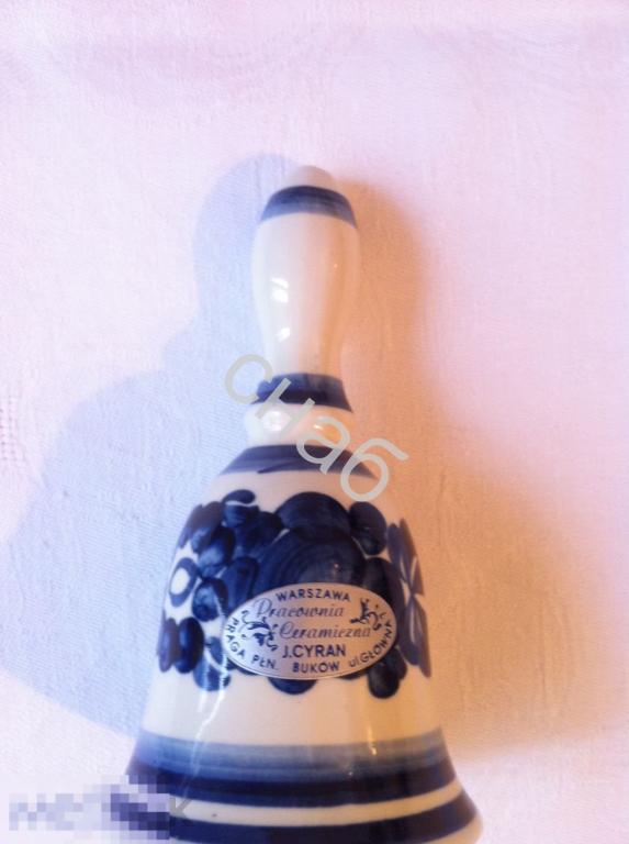 Колокольчик вызывной с язычком фарфоровый завод  Warszawa Польша оригинал 20 век