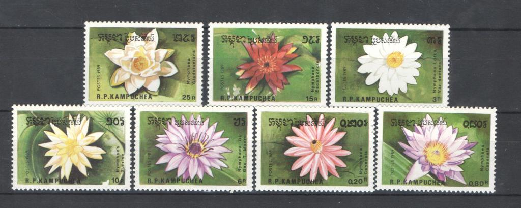 Кампучия 1989г. Цветы, п/с. MNH.