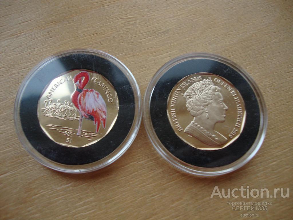 Британские Виргинские о-ва 1 доллар 2019 Американский красный фламинго